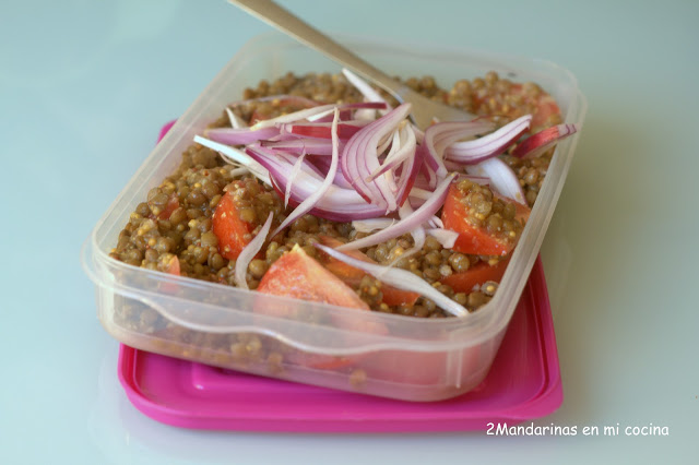 Ensalada de lentejas con cebolla morada y tomate y AIG 2011